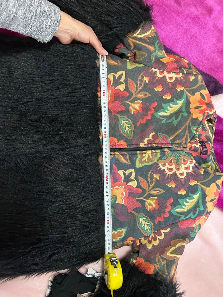 Bohem Desenli Uzun Siyah Kürk Detaylı Kadın Mont - Görsel 4