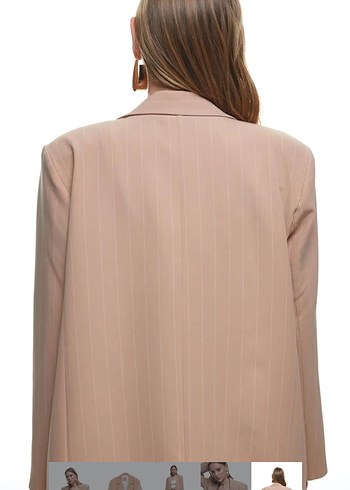 Bej Kemerli Mini Kadın Blazer Quzu - Görsel 4