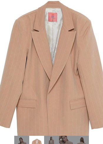 Bej Kemerli Mini Kadın Blazer Quzu - Görsel 3