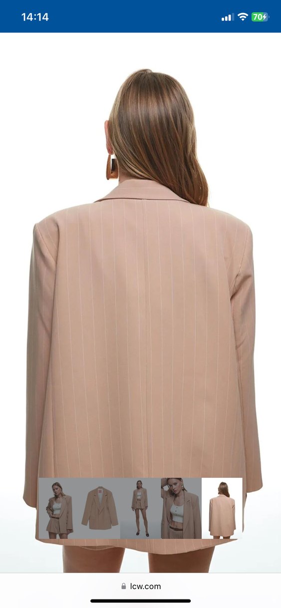 Bej Kemerli Mini Kadın Blazer Quzu - Görsel 4