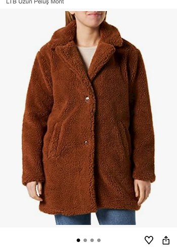 LTB Kahverengi Peluş Midi Mont - Görsel 2