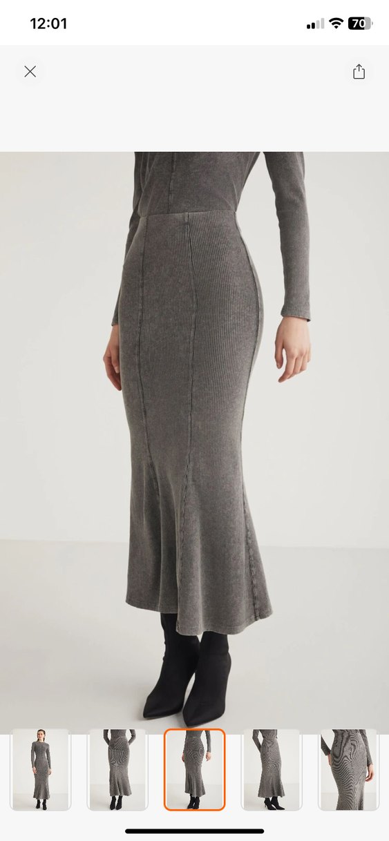 Grimelange Gri Pilili Uzun Kadın Etek - Görsel 2