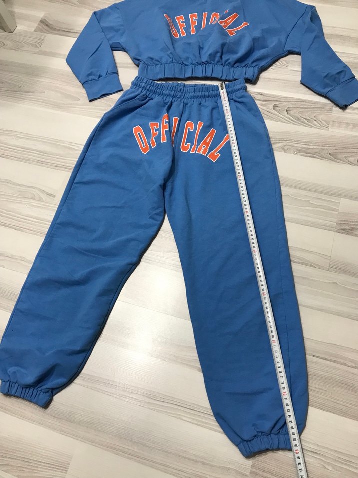 Kız Çocuk Renkli Mavi Oversize Eşofman Takımı - Görsel 3