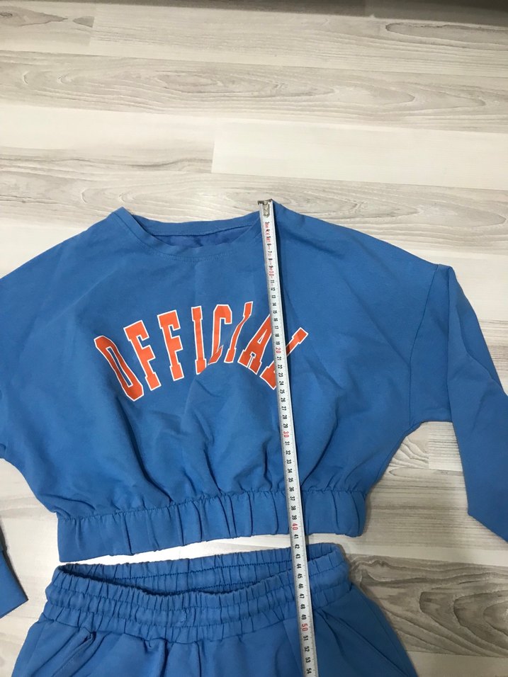 Kız Çocuk Renkli Mavi Oversize Eşofman Takımı - Görsel 4