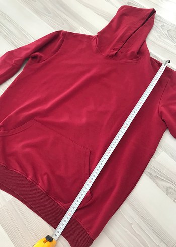 Bordo Kapüşonlu Kadın Sweatshirt - Görsel 5