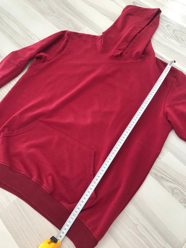 Bordo Kapüşonlu Kadın Sweatshirt - Görsel 5