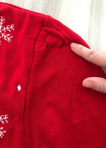 Nakışlı Kırmızı Kadın Triko Kazak - Görsel 2