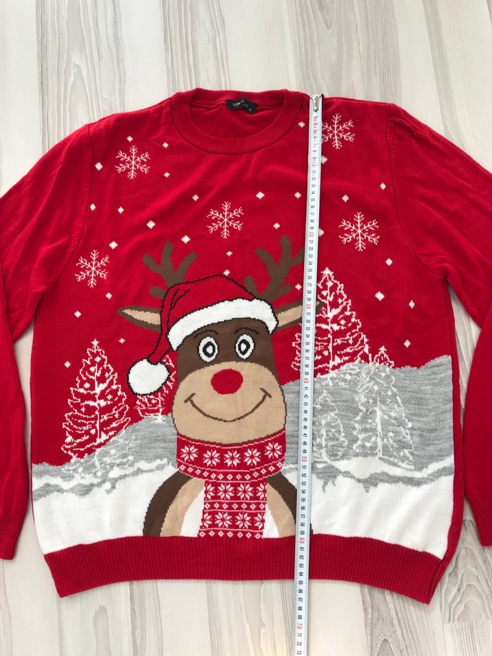 Nakışlı Kırmızı Kadın Triko Kazak - Görsel 3