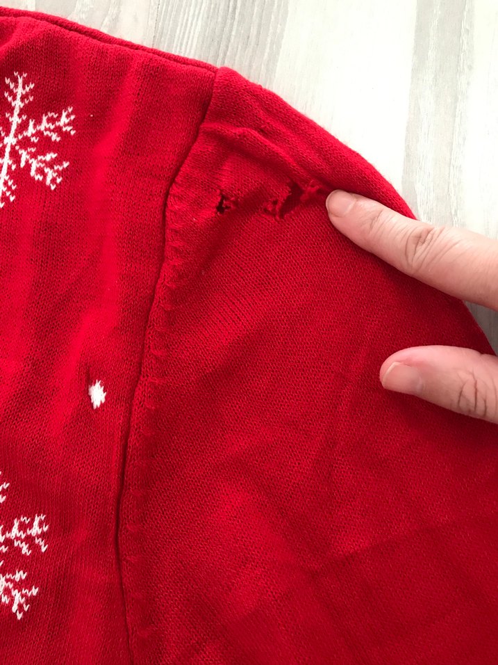 Nakışlı Kırmızı Kadın Triko Kazak - Görsel 2