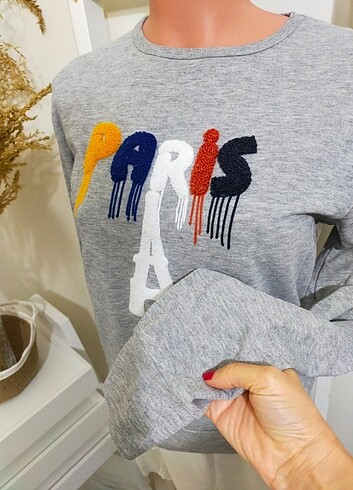 Gri kollu sweatshirt - Görsel 3