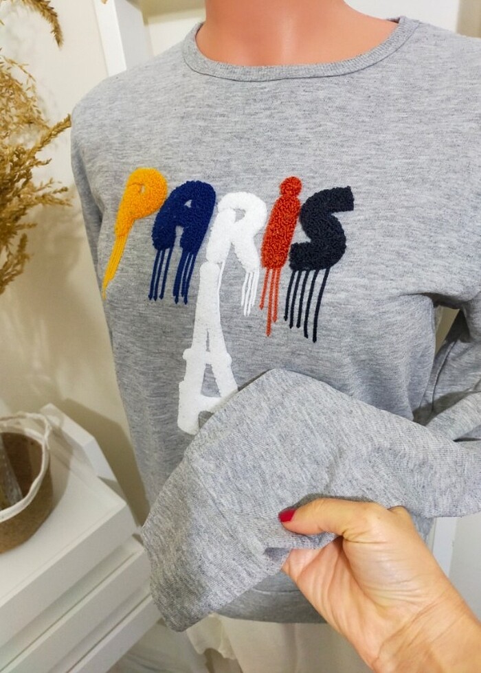 Gri kollu sweatshirt - Görsel 3