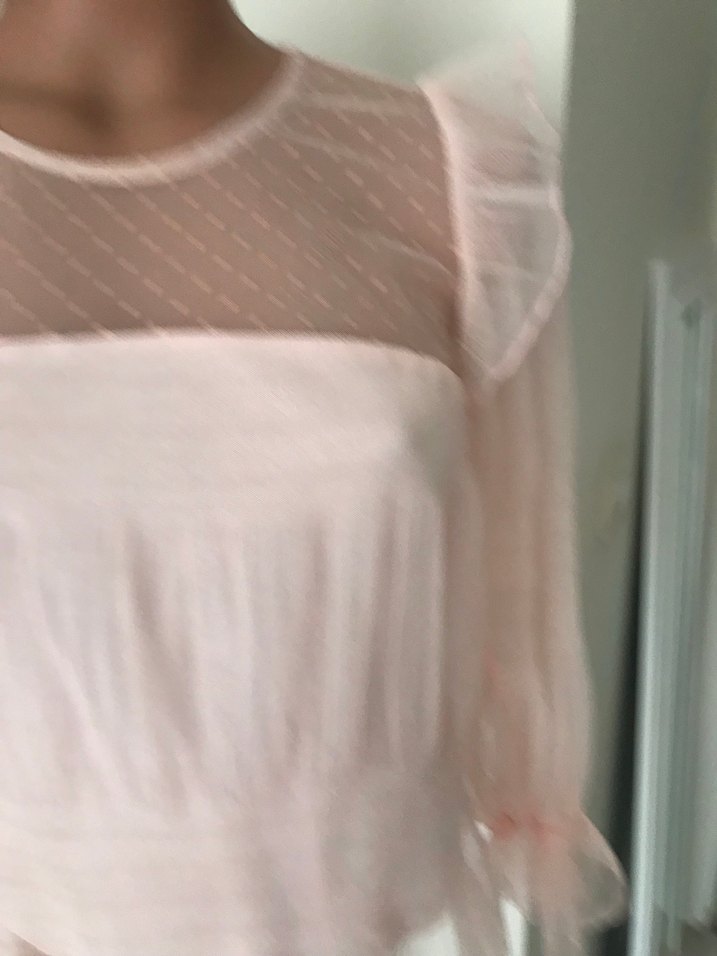 Pudra Pileli Uzun Kollu Mini Bluz - Görsel 2