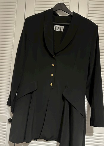 Siyah Düğmeli Midi Kadın Blazer - Görsel 2