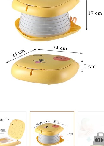 Sarı Sevimli Hayvan Figürlü katlanabilir çoçuk tuvaleti/lazımlık - Görsel 7