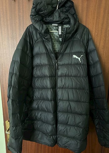 Siyah Puma Kapüşonlu Erkek Kışlık Mont
