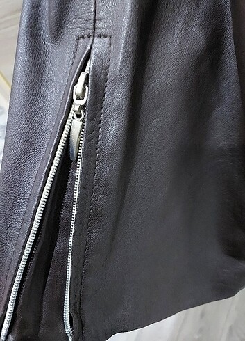 Hakiki uzun deri mont - Görsel 7
