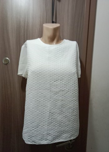 H&M Beyaz Kısa Kollu Basic Kadın Bluz