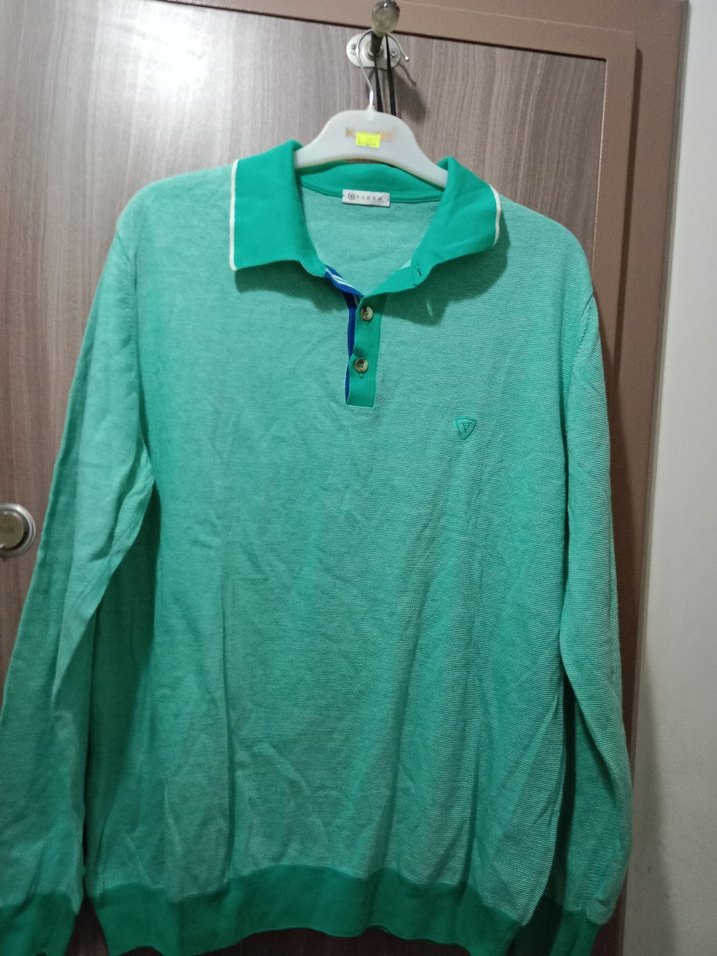 Uzun Kollu Yeşil Polo Yaka Erkek Tişört - Görsel 4