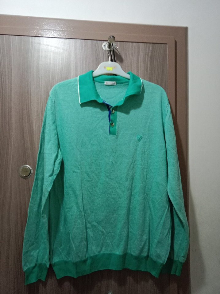 Uzun Kollu Yeşil Polo Yaka Erkek Tişört - Görsel 2