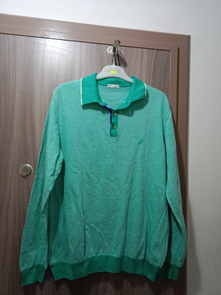 Uzun Kollu Yeşil Polo Yaka Erkek Tişört - Görsel 3