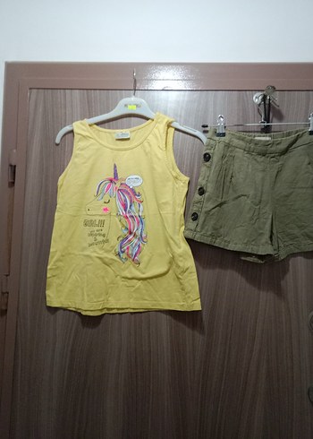 Zara Düğmeli Sarı Pamuklu Kız Şortu