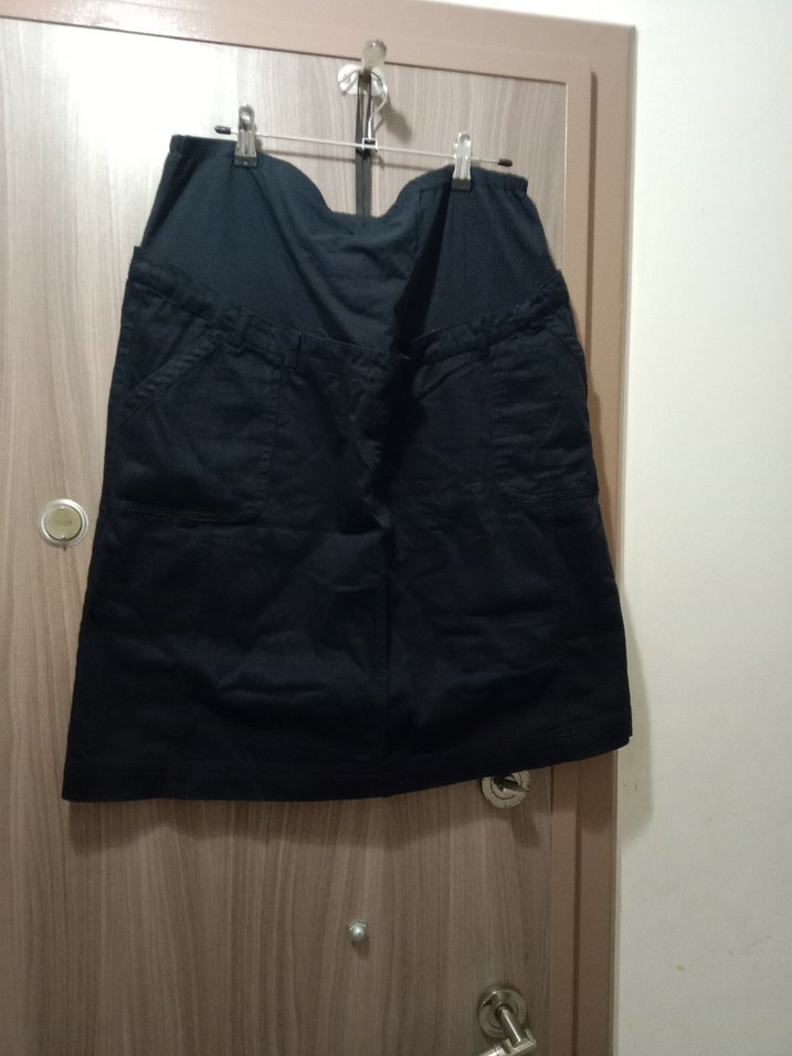 Siyah Kemerli Hamile Midi Kot Etek - Görsel 2