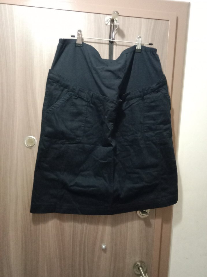 Siyah Kemerli Hamile Midi Kot Etek - Görsel 3