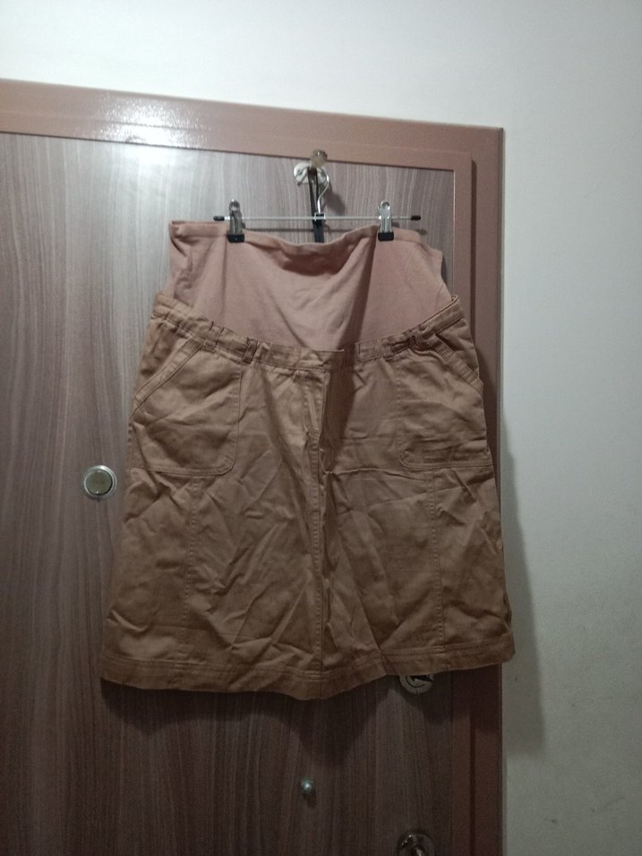 Bej Kemerli Hamile Midi Etek - Görsel 2