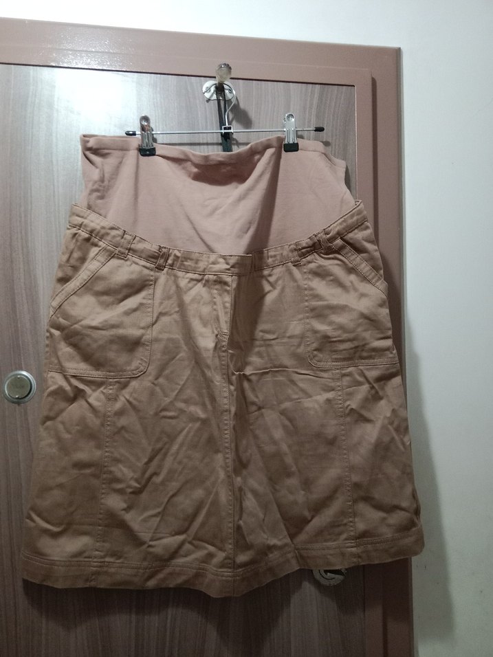 Bej Kemerli Hamile Midi Etek - Görsel 5