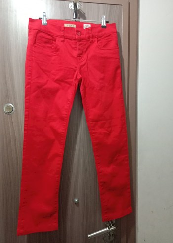 Vena Düğmeli Kırmızı Kadın kot Pantolon