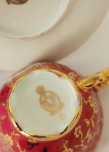 Beden kırmızı Renk Kırmızı Vintage Desenli Porselen Fincan ve Tabak