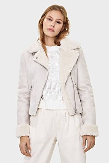 Bershka peluşlu biker süet mont