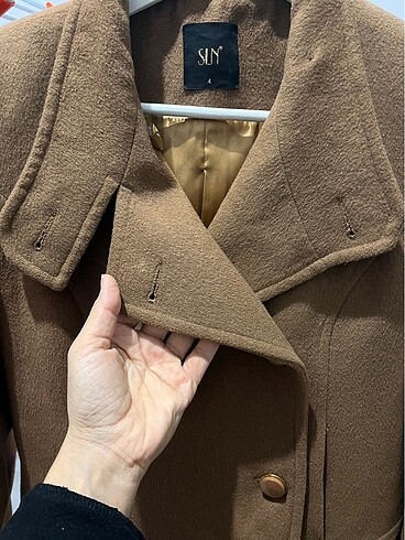 40 Beden Kahverengi camel kısa kaşe kaban mont