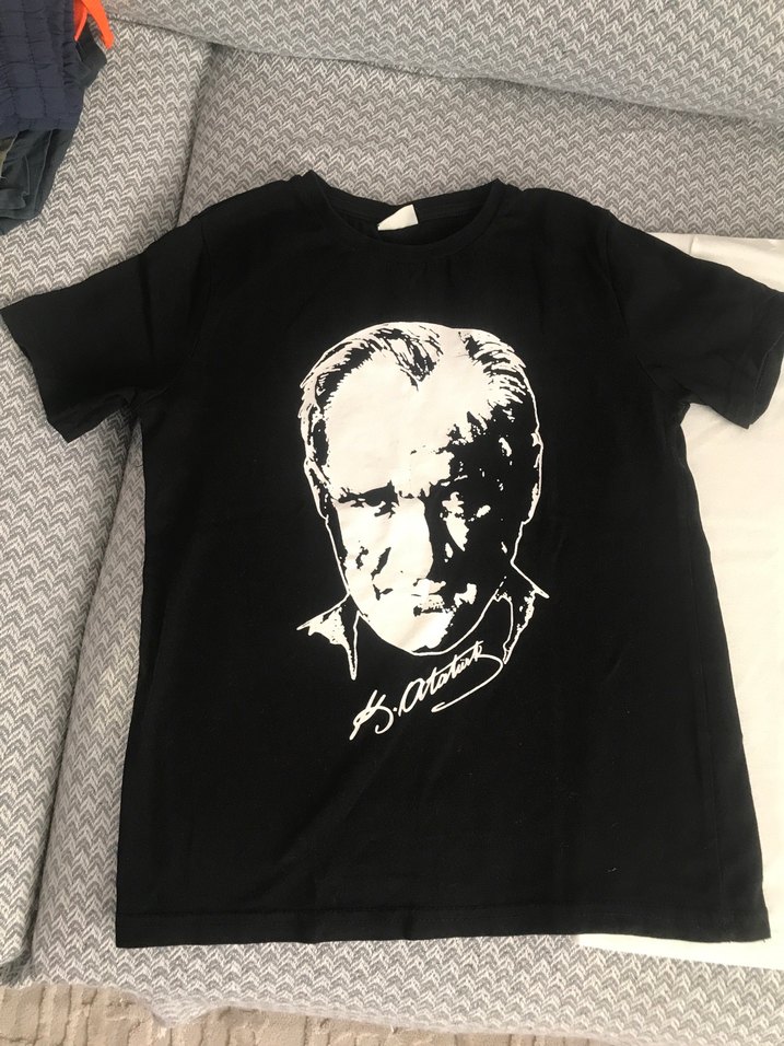 Atatürk Baskılı Erkek Çocuk Tişörtü, Kısa Kollu, Pamuk - Görsel 3