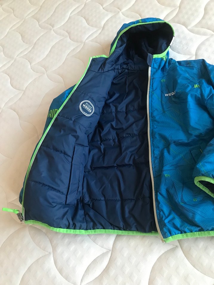 Kapüşonlu Erkek Çocuk Mavi Fermuarlı Mont - Görsel 3