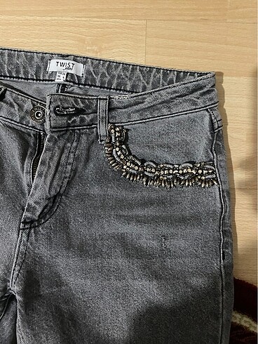 xs Beden gri Renk Twist Jean