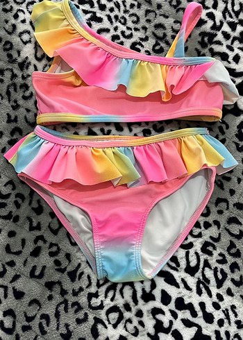Renkli Fırfırlı Kız Çocuk Bikini