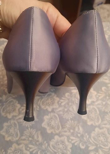 La Scada Gri Saten Stiletto Topuklu Kadın Ayakkabı - Görsel 5