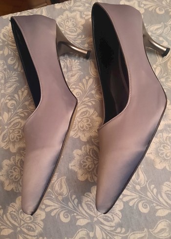 La Scada Gri Saten Stiletto Topuklu Kadın Ayakkabı - Görsel 3