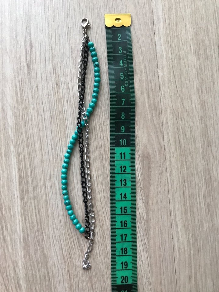 Turkuaz Boncuklu Zincir Detaylı Bileklil - Görsel 2