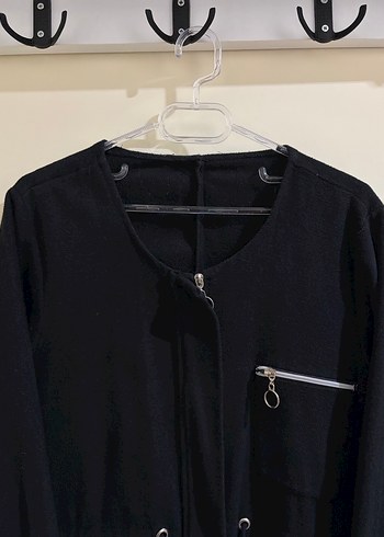 Siyah Fermuarlı Midi Kadın Kaban - Görsel 2