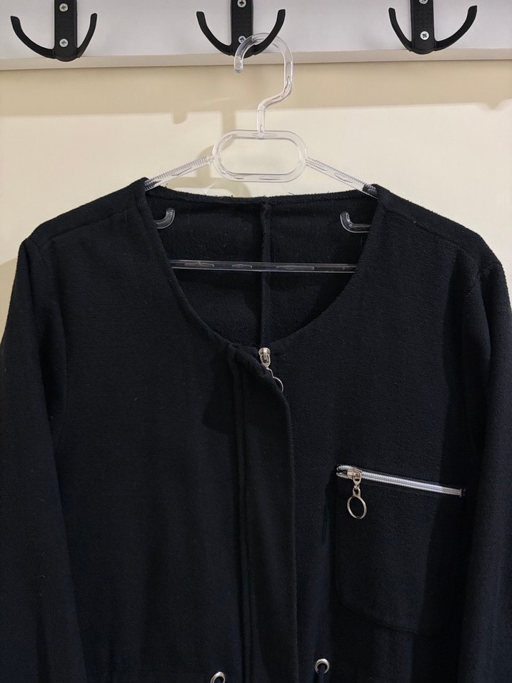 Siyah Fermuarlı Midi Kadın Kaban - Görsel 2