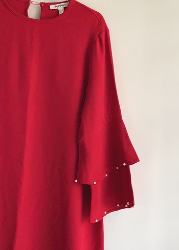 Kırmızı İncili Uzun Kollu Tunik - Görsel 2