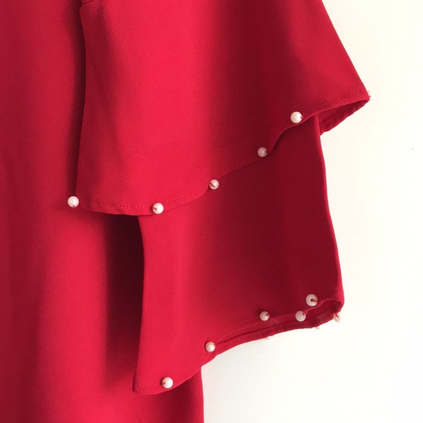 Kırmızı İncili Uzun Kollu Tunik - Görsel 3