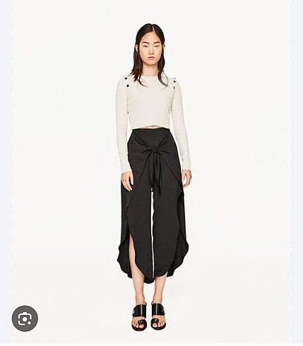 Zara pantolon saten yirtmacli bağlamali