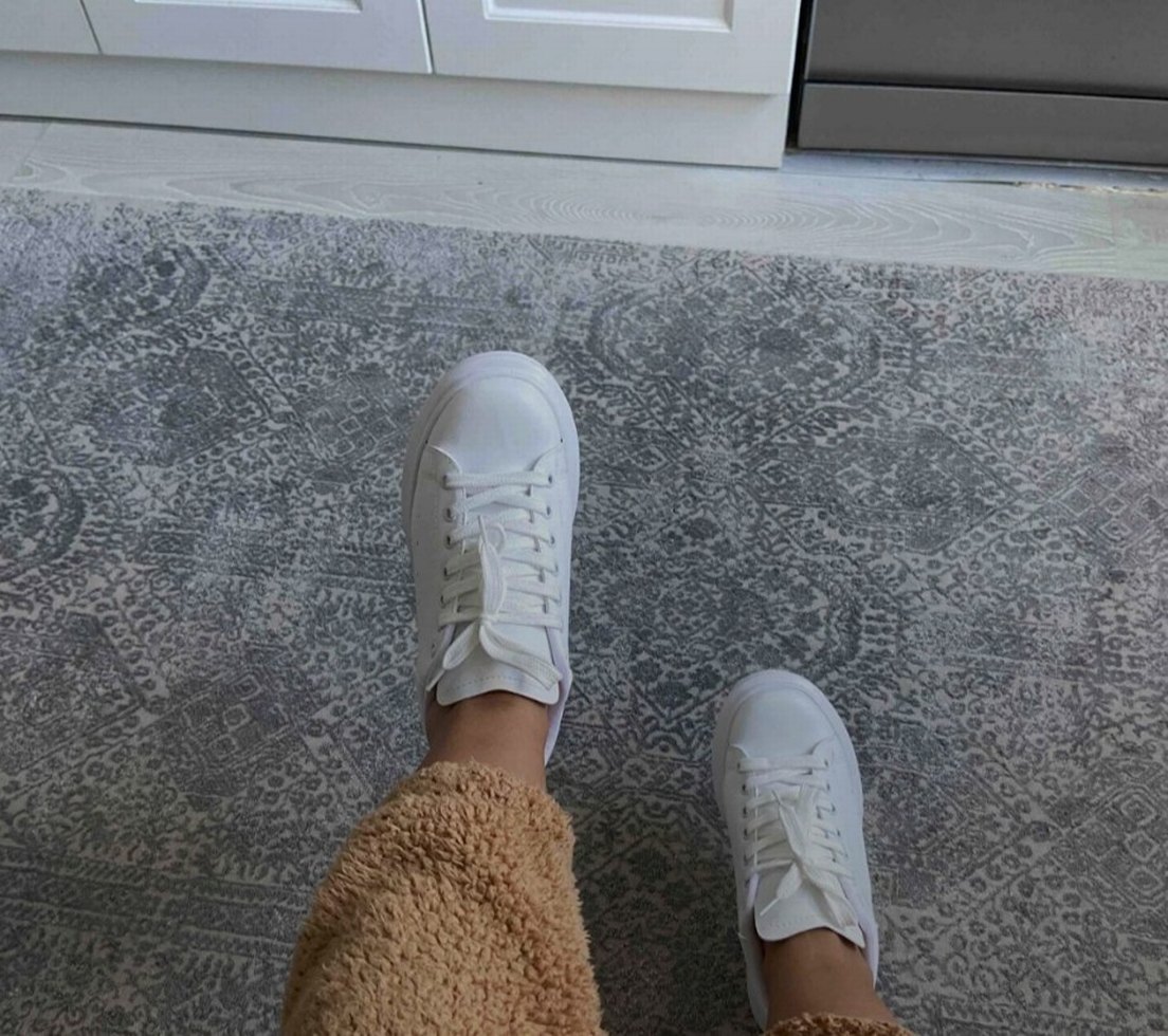 Beyaz Kadın Spor Ayakkabı Düz Tabanlı - Görsel 2