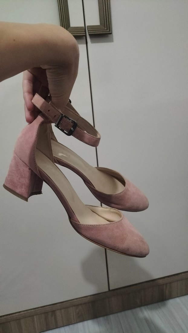 Pembe Süet Kadın Topuklu Ayakkabı - Görsel 3