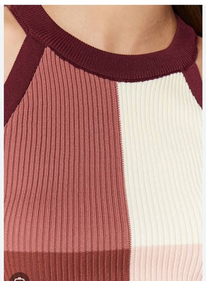 Renk Bloklu Kolsuz Crop Top - Görsel 2