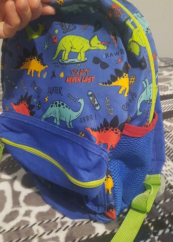 Renkli Dinozor Desenli Mavi Çocuk Okul Çantası - Görsel 4