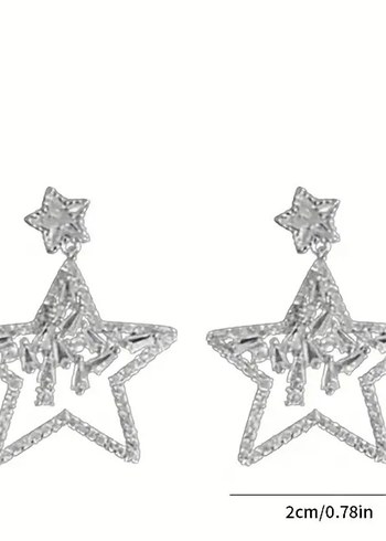 Accessorize Beyaz Parlak Yıldız Nakışlı Midi Küpeler